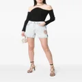 Off-White cut-out high-waisted denim shorts - Blue