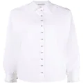 Rabanne pointed-collar ruffled-trim shirt - White