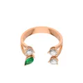 Delfina Delettrez 18kt rose gold Dots emerald and diamond ring - Pink