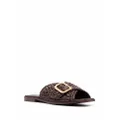 Tod's buckle-detail woven slides - Brown
