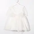 Mimilù floral-appliqué long-sleeve dress - White