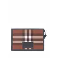 Burberry check-pattern leather pouch - Brown