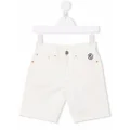 MM6 Maison Margiela Kids embroidered logo denim shorts - White