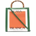 Casablanca logo-print bamboo-handle tote bag - Orange