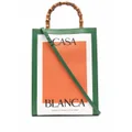 Casablanca logo-print bamboo-handle tote bag - Orange