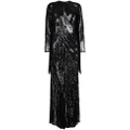 Elie Saab long bead-embellished gown - Black