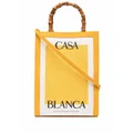 Casablanca logo-print bamboo-handle tote bag - Yellow