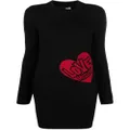 Love Moschino heart motif knitted minidress - Black