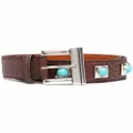 ETRO stone-embellished paisley-print belt - Brown