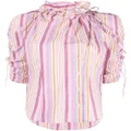 ISABEL MARANT striped ruffled-neck shirt - Pink