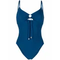 Tory Burch ruched cut-out swimsuit - Blue