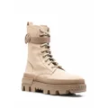 Moncler logo-print leather boots - Neutrals
