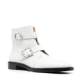 Stuart Weitzman side crystal-embellished buckle boots - White
