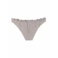 GANNI ruched striped bikini bottoms - Brown