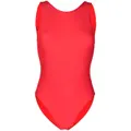 GANNI recycled scoop-back swimsuit - Red