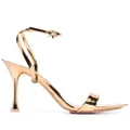 Gianvito Rossi Spice Ribbon 95mm metallic-effect sandals - Gold