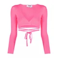 MSGM lace-up cropped top - Pink