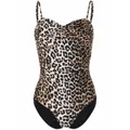 GANNI leopard-print swimsuit - Brown