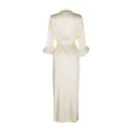 Gilda & Pearl Celeste feather-trim silk robe - White