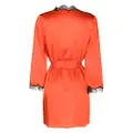 Gilda & Pearl lace-trim tie-fastening robe - Orange