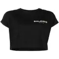 Balmain sequin logo round neck T-shirt - Black