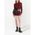Balmain houndstooth cropped hoodie - Red