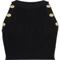 Balmain button-embossed cropped top - Black