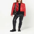 Balmain cropped leather biker jacket - Red