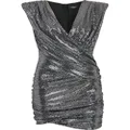 Balmain wrap sleeveless mini dress - Silver