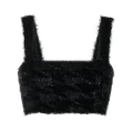 Balmain sequin knitted crop top - Black