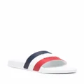 Moncler striped embossed-logo slides - White