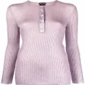 TOM FORD glossy fine ribbed cashmere top - Purple