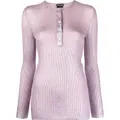 TOM FORD glossy fine ribbed cashmere top - Purple