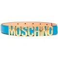 Moschino logo-lettering leather belt - Blue