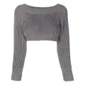 Alexander McQueen ribbed-knit cropped sweatshirt - Grey