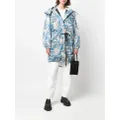 Moncler tropical-print oversized hooded parka - Blue