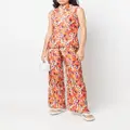 MSGM pleated floral-print trousers - Orange