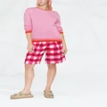MSGM gingham-print tailored knee-length shorts - Pink