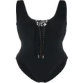Saint Laurent Saharienne lace-up swimsuit - Black