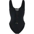 Saint Laurent Saharienne lace-up swimsuit - Black