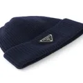 Prada triangle-logo wool-cashmere beanie - Blue