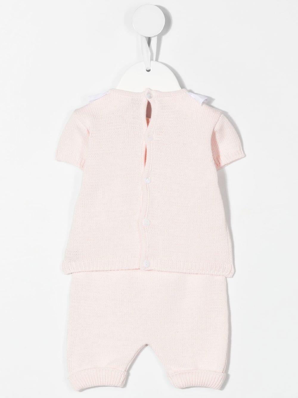 Little Bear ruffle-detail knit set - Pink