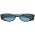 MISSONI EYEWEAR lace-print oval-frame sunglasses - Blue