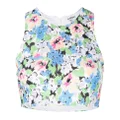GANNI cropped floral print sleeveless top - Blue