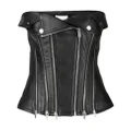 Dion Lee biker zipped leather corset top - Black