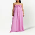 Oscar de la Renta bow-embellished long strapless dress - Pink