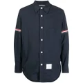 Thom Browne logo-patch long-sleeve shirt - Blue