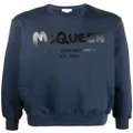 Alexander McQueen graffiti-print crew neck sweatshirt - Blue