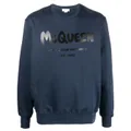 Alexander McQueen graffiti-print crew neck sweatshirt - Blue
