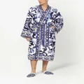Dolce & Gabbana graphic-print long sleeve bathrobe - Blue